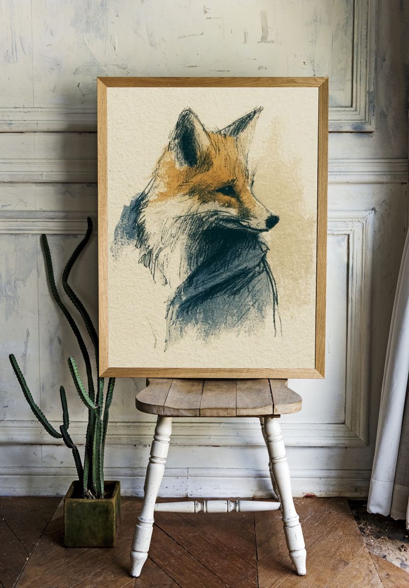 Fox Portrait Illustration Poster. — room view 1