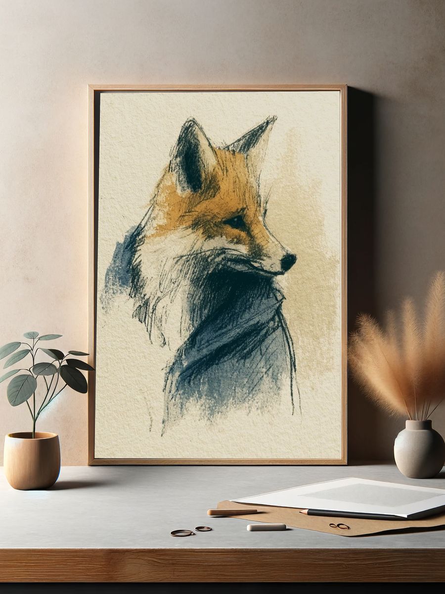 Fox Portrait Illustration Poster. — room view 2