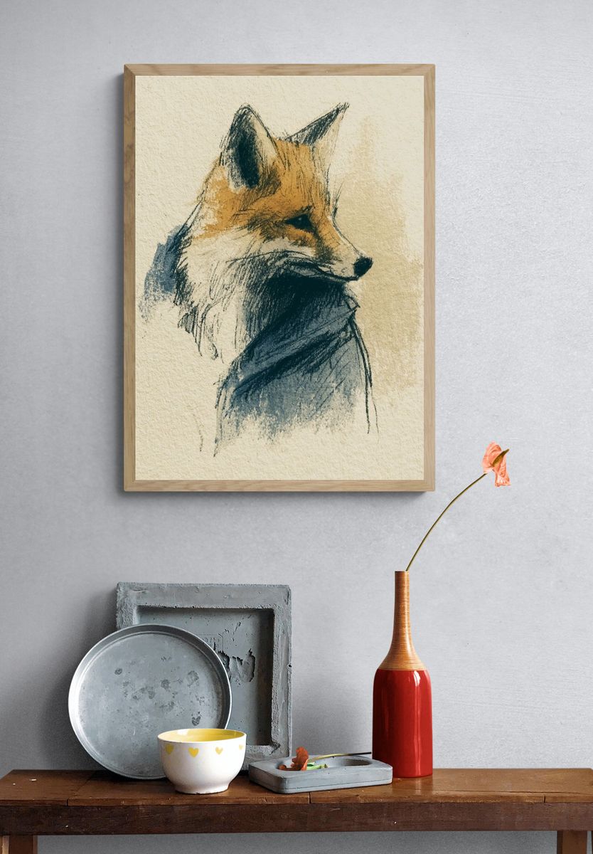 Fox Portrait Illustration Poster. — room view 3