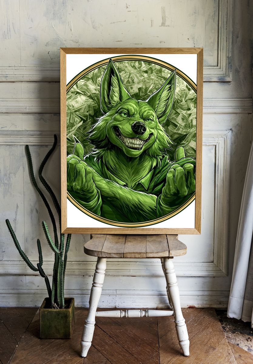 Green Fox Illustration Poster. — room view 1