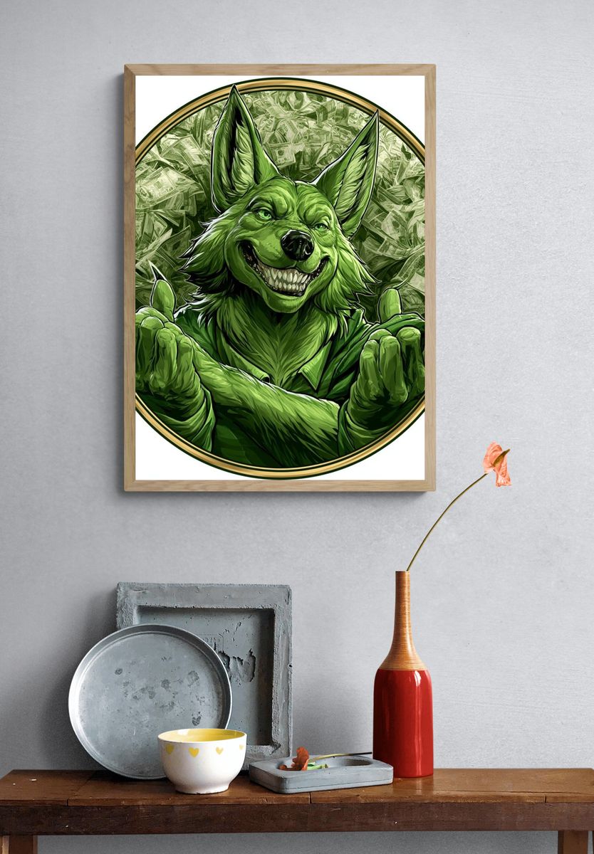 Green Fox Illustration Poster. — room view 3