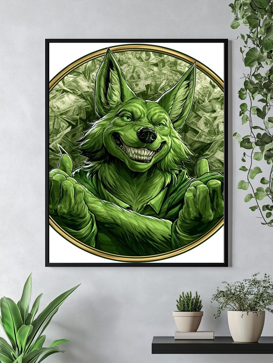 Green Fox Illustration Poster. — room view 4