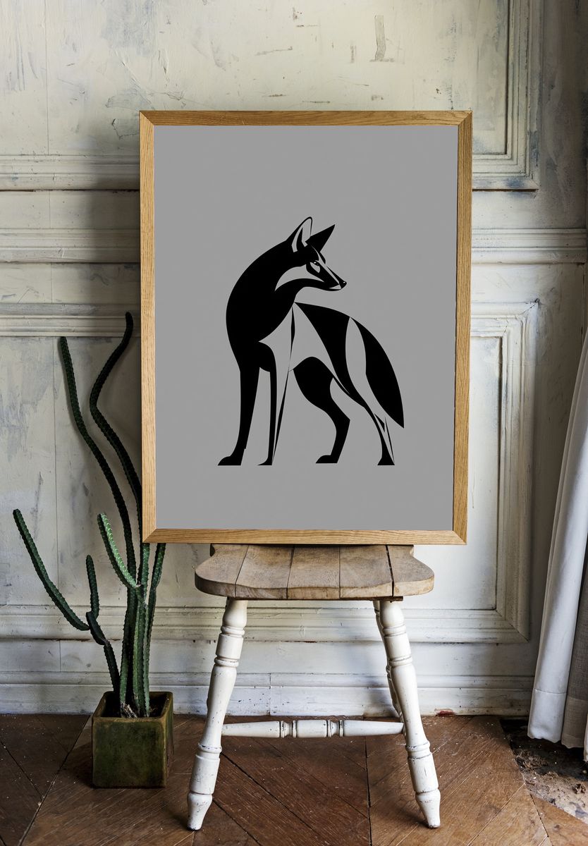 Geometric Fox Minimalist Poster. — room view 1