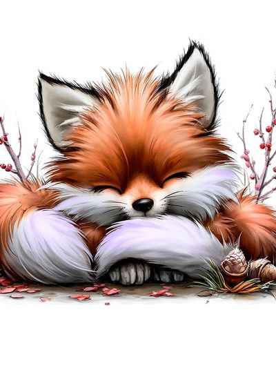 Sleeping Fox Illustration Poster. poster