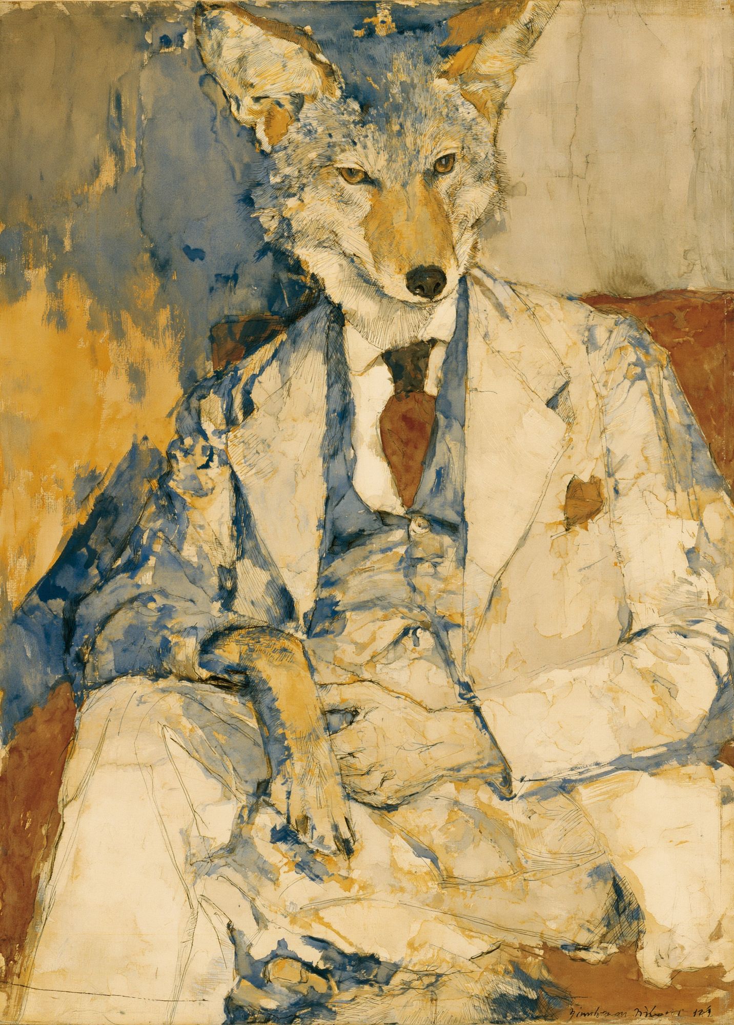 Fox in Suit Illustration Poster. poster — illustration art
