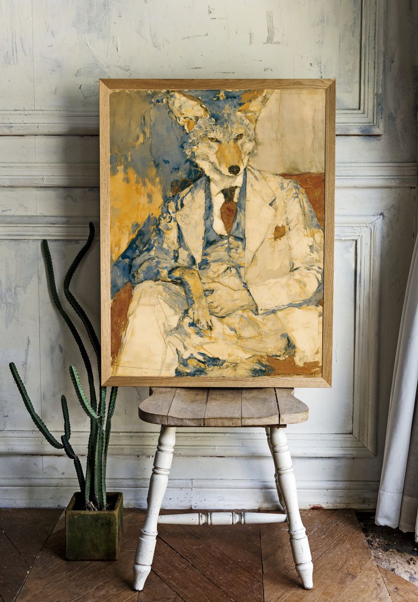 Fox in Suit Illustration Poster. — room view 1