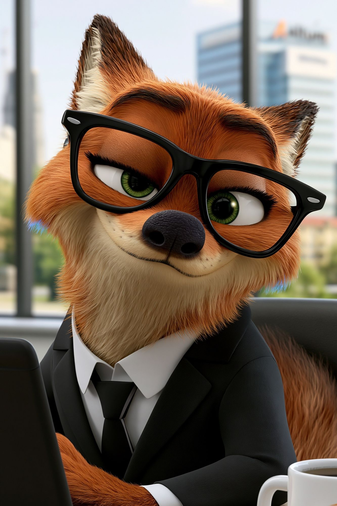 Business Fox Portrait Poster. poster detail