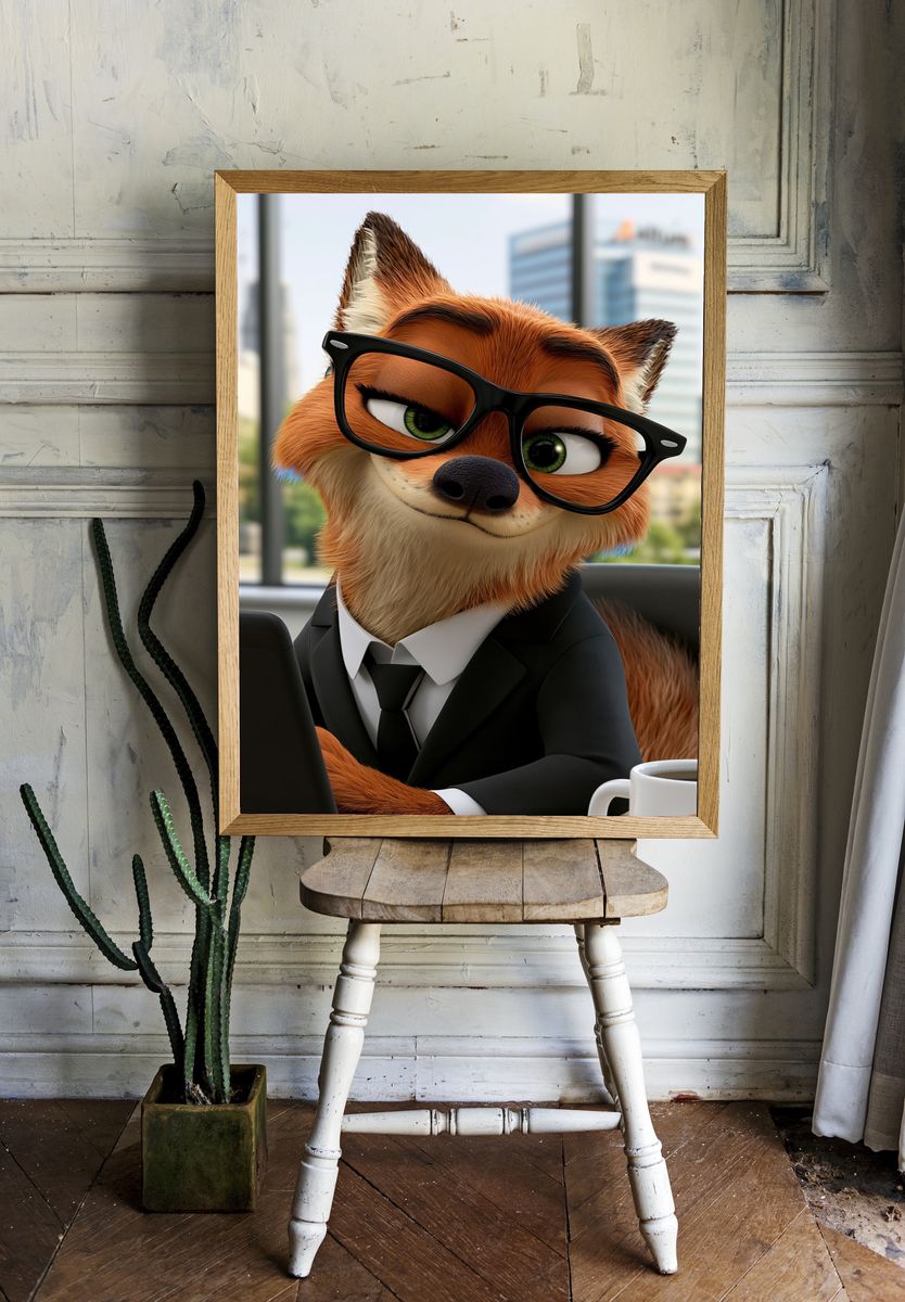 Business Fox Portrait Poster. — room view 1