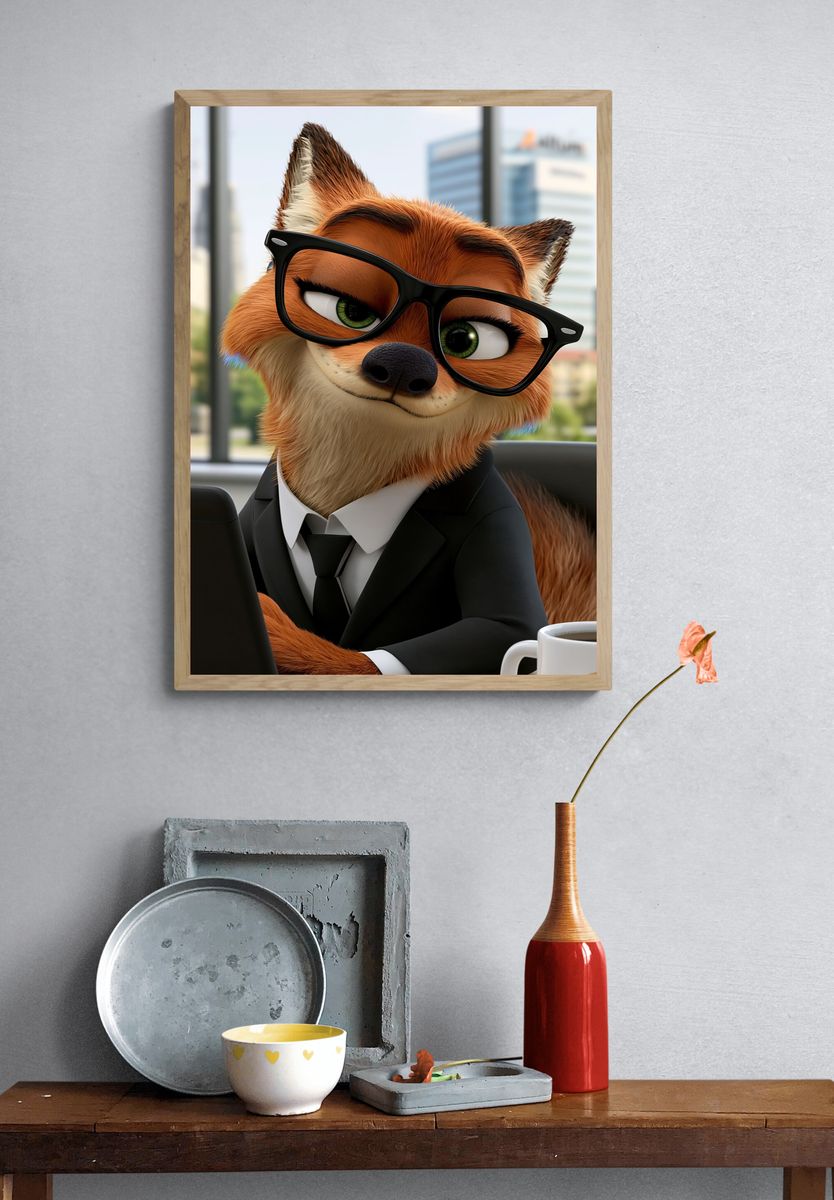 Business Fox Portrait Poster. — room view 3