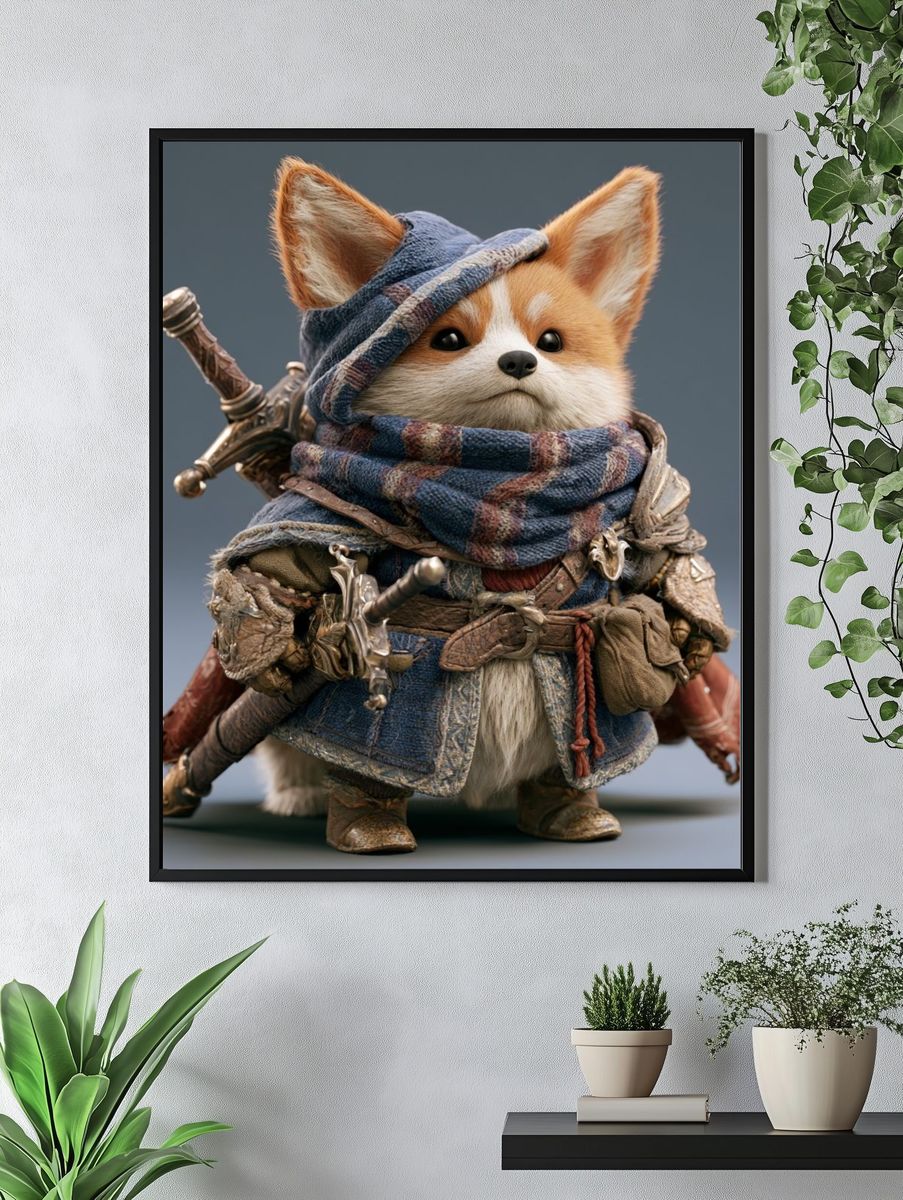 Fantasy Fox Warrior Illustration Poster. — room view 4