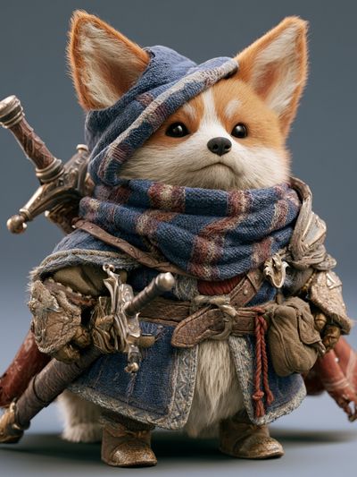 Fantasy Fox Warrior Illustration Poster. poster