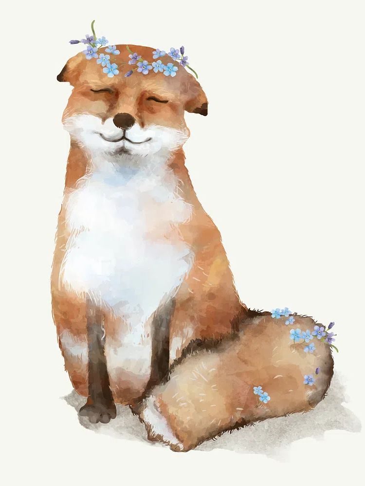 Illustration of a baby fox. poster detail