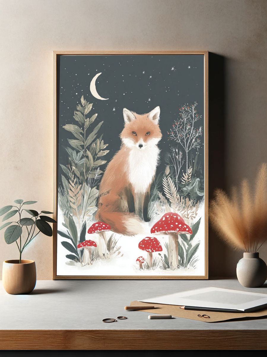 Fox in the Forest — Illustration Print. — room view 2