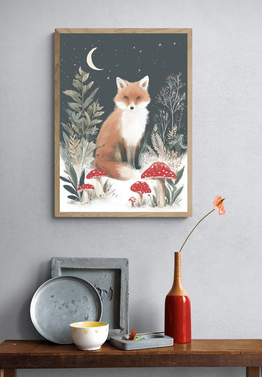 Fox in the Forest — Illustration Print. — room view 3