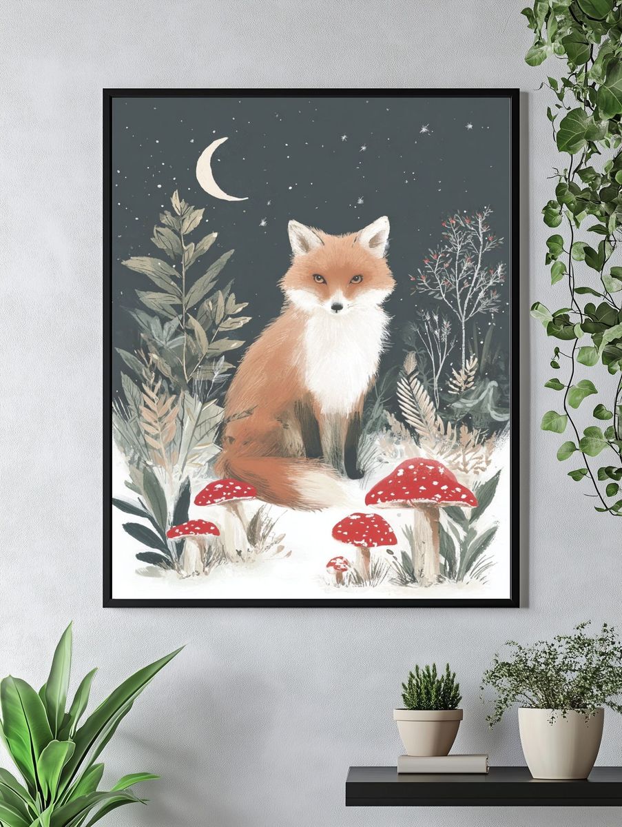 Fox in the Forest — Illustration Print. — room view 4