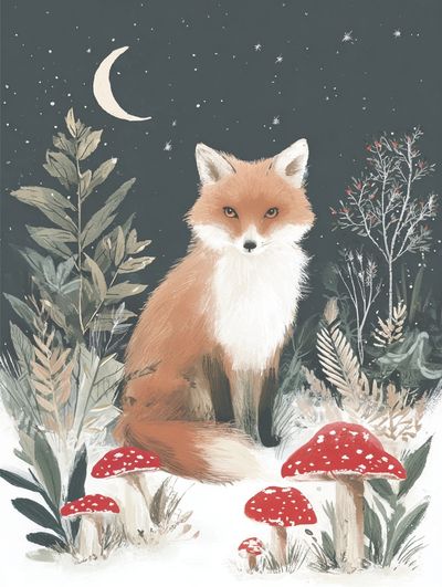 Fox in the Forest — Illustration Print. poster