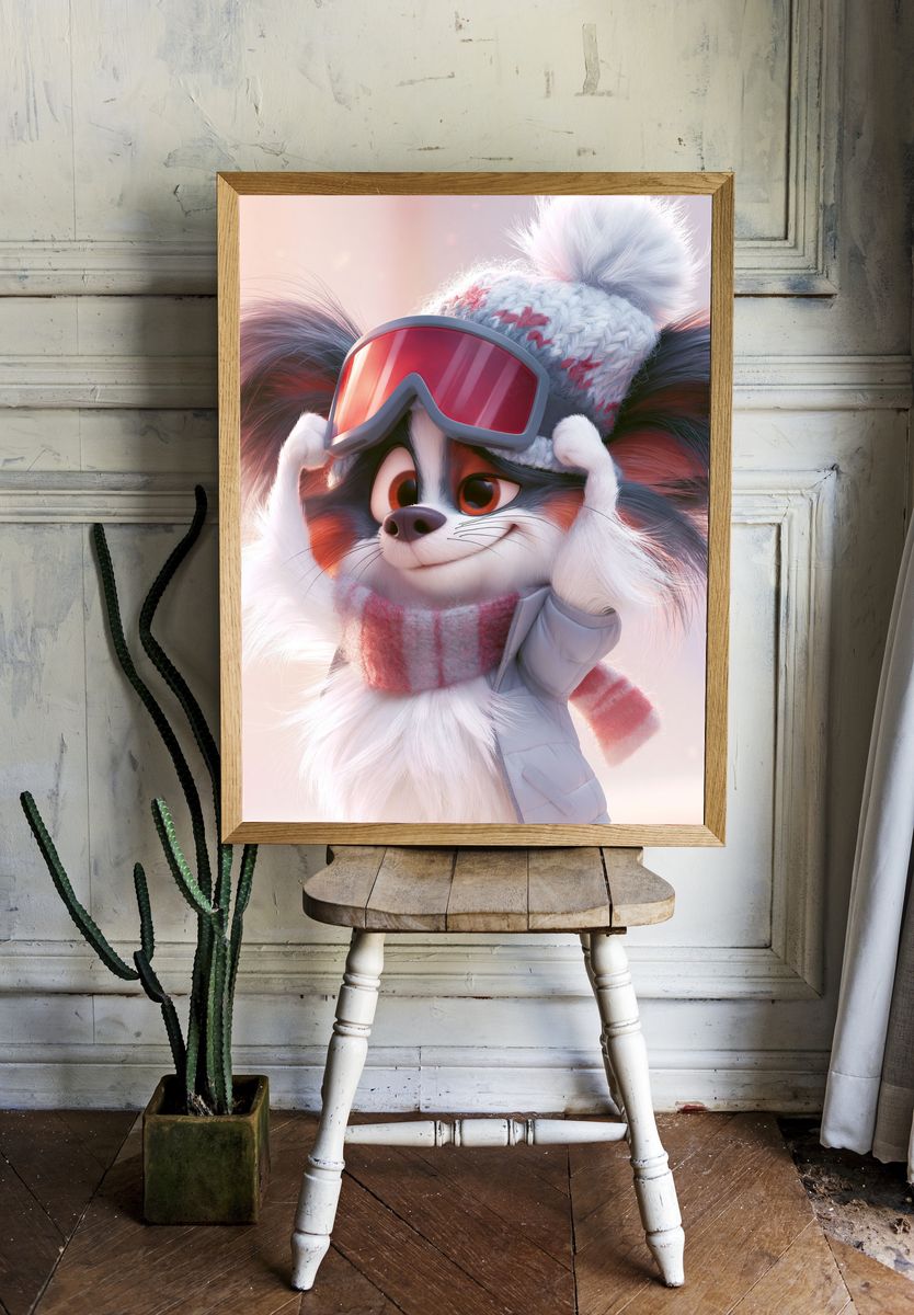 Winter Fox Portrait Print. — room view 1
