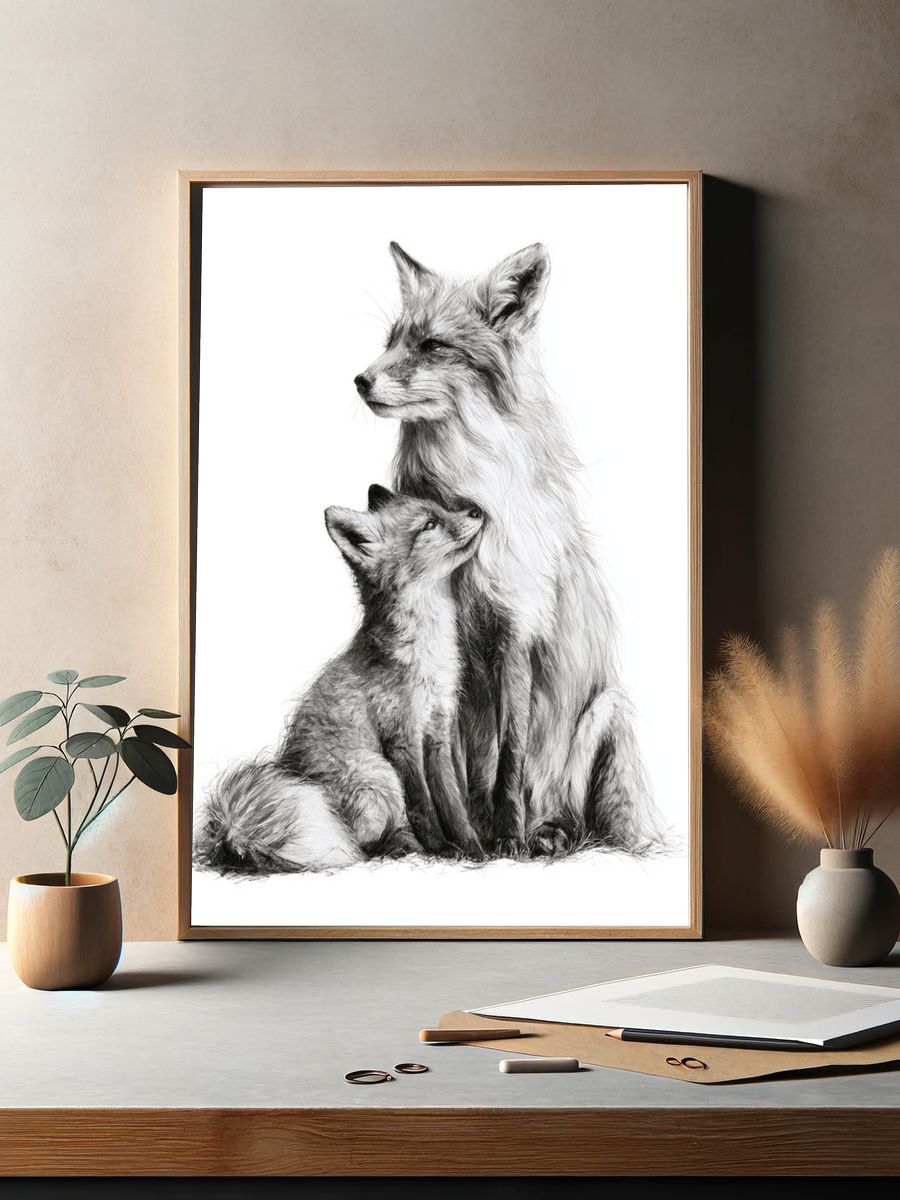 Fox Family Portrait Print. — room view 2