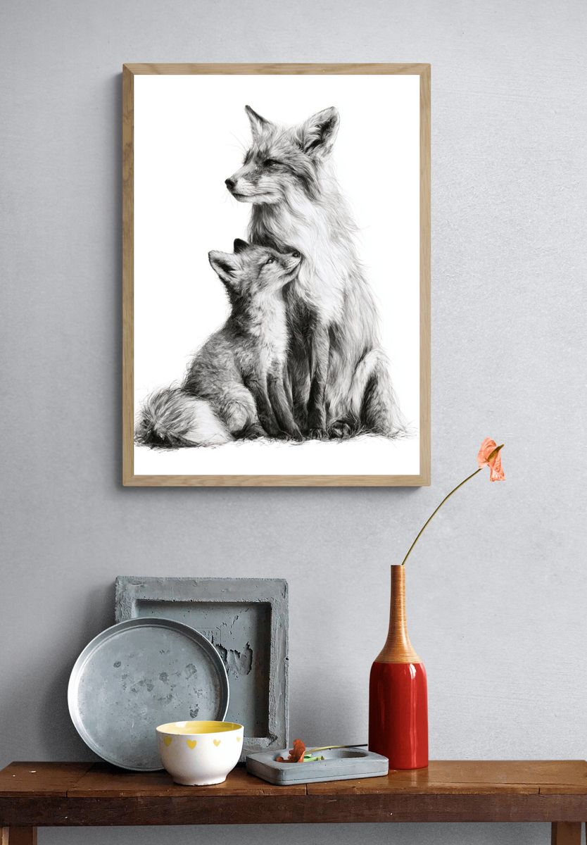 Fox Family Portrait Print. — room view 3