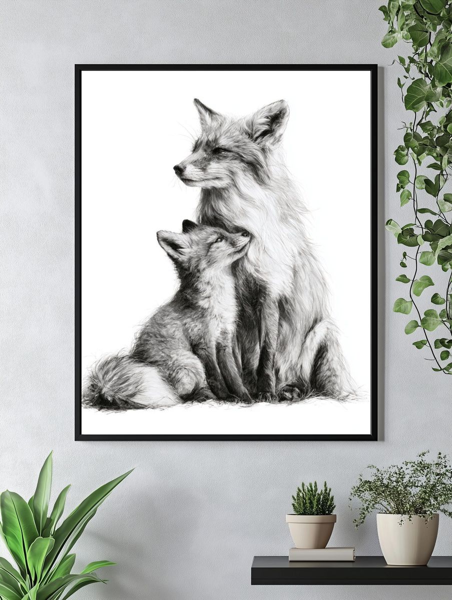 Fox Family Portrait Print. — room view 4
