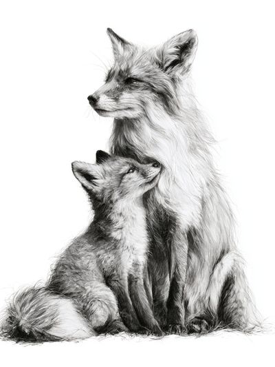 Fox Family Portrait Print. poster