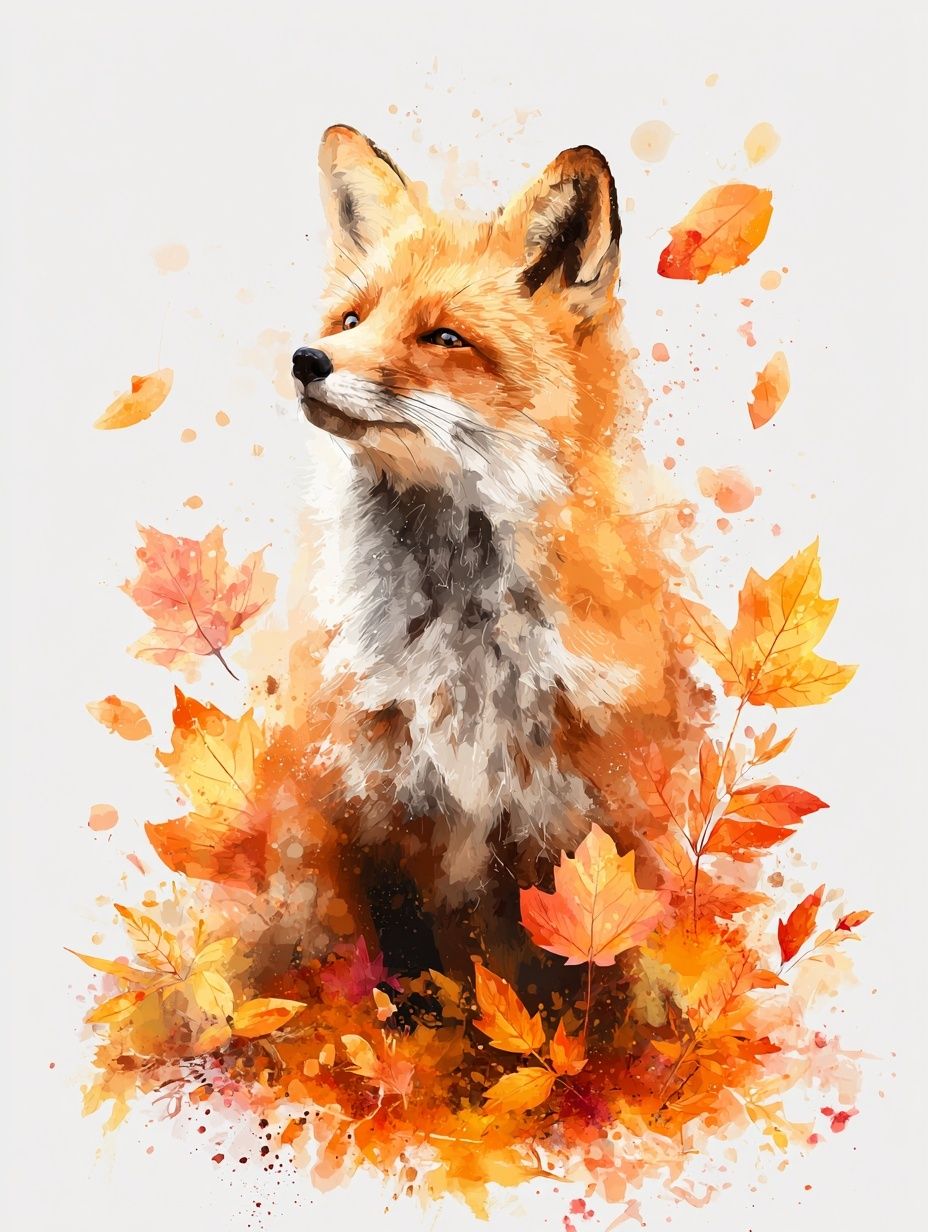 Autumn Fox Watercolor Poster. poster detail