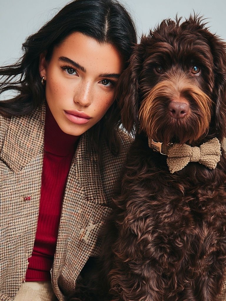 Fashion Portrait with Dog Poster. poster detail