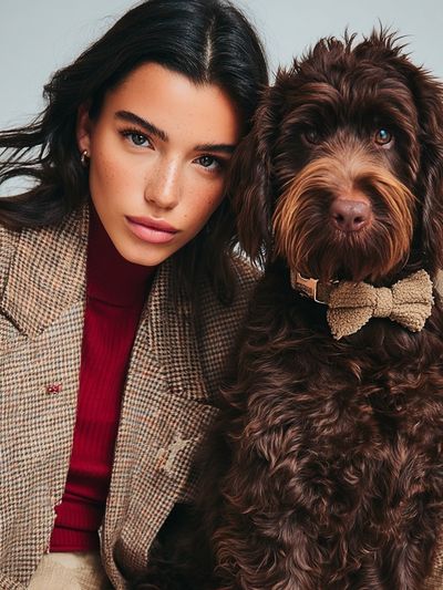 Fashion Portrait with Dog Poster. poster