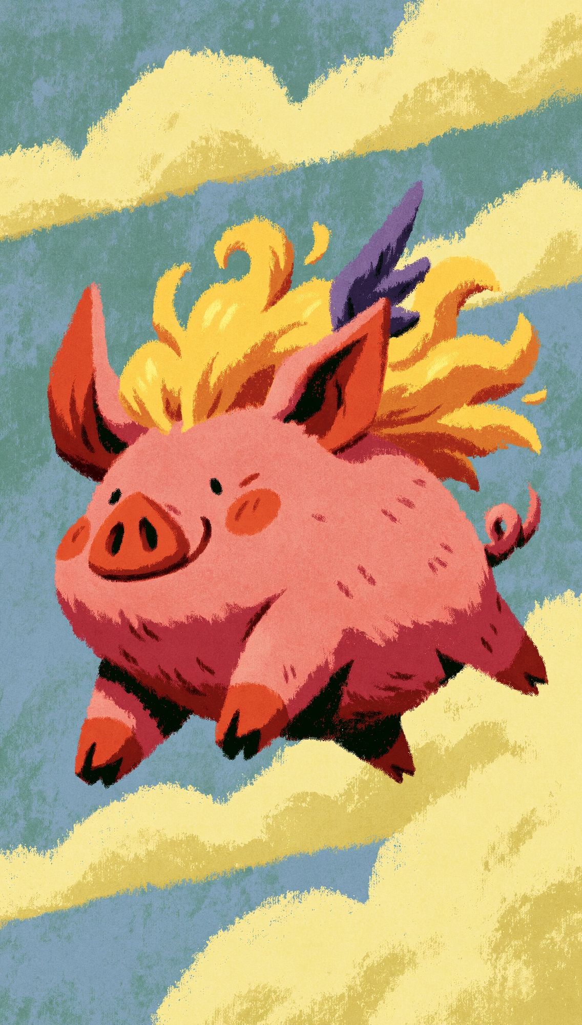 Flying Pig Cartoon Poster. poster detail