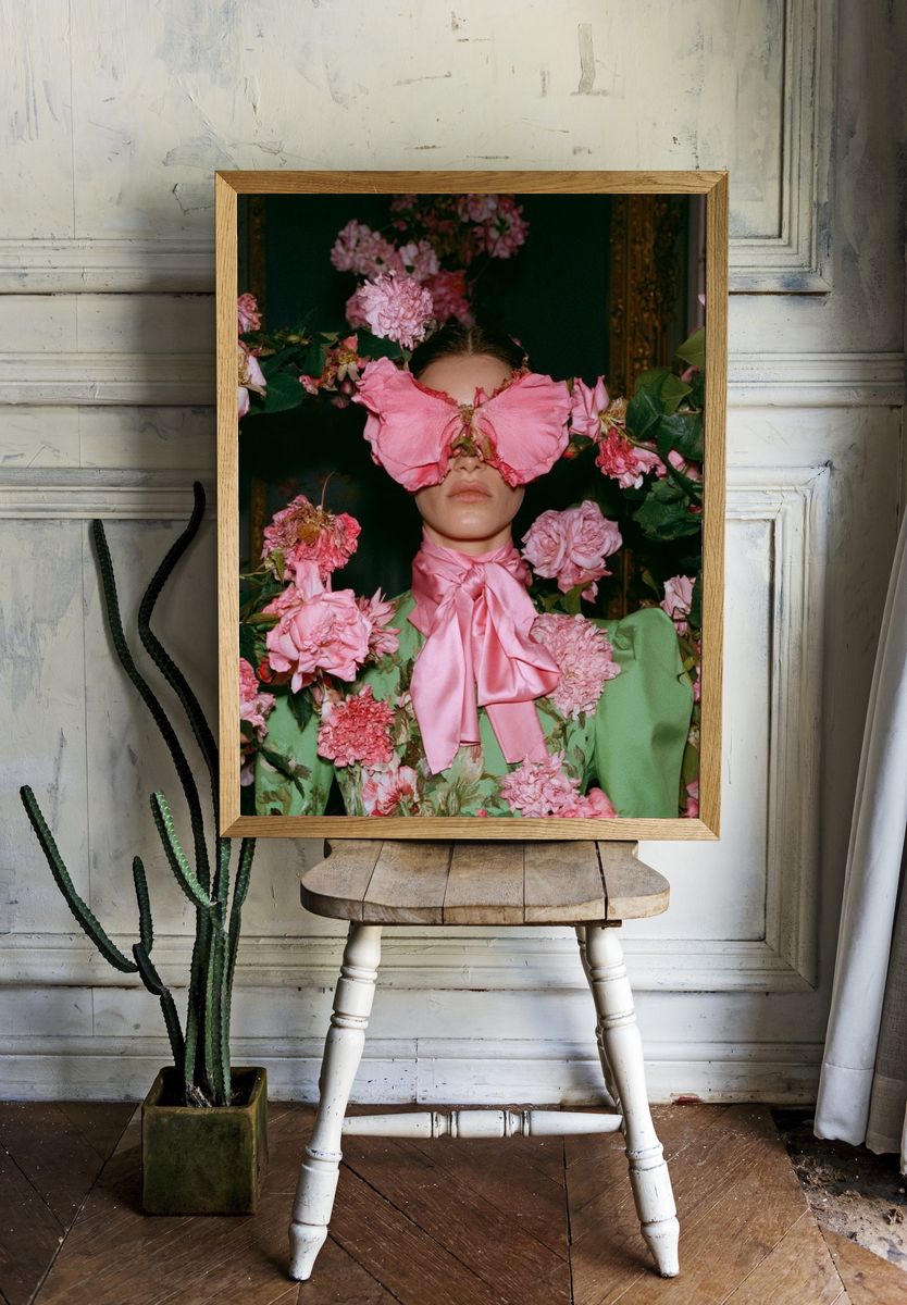 Floral Fashion Portrait Poster. — room view 1