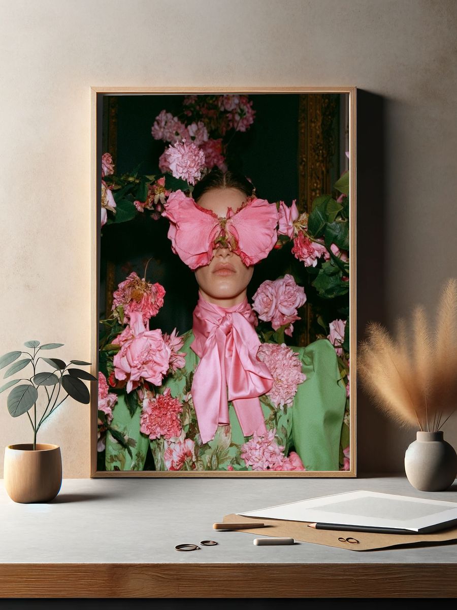 Floral Fashion Portrait Poster. — room view 2