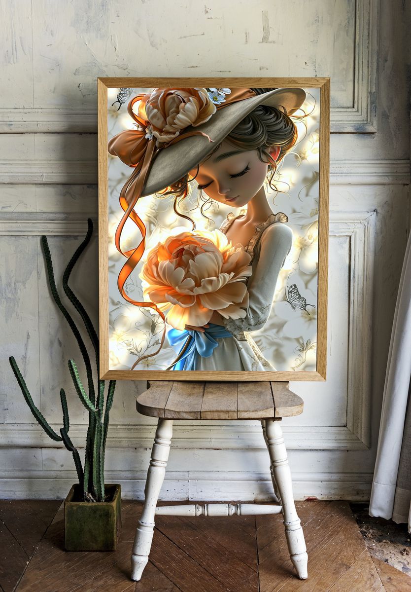Floral Portrait Illustration Poster. — room view 1
