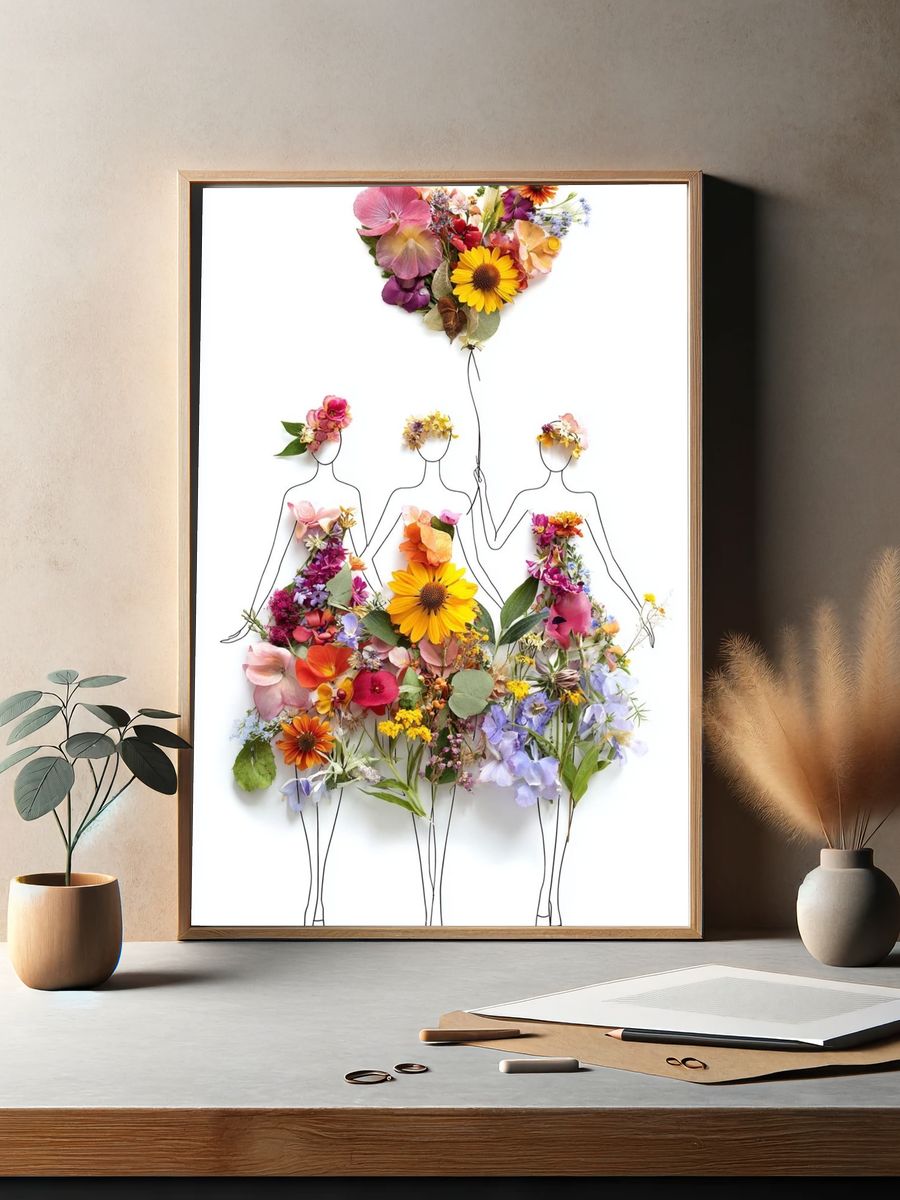 Floral Fashion Illustration Poster. — room view 2