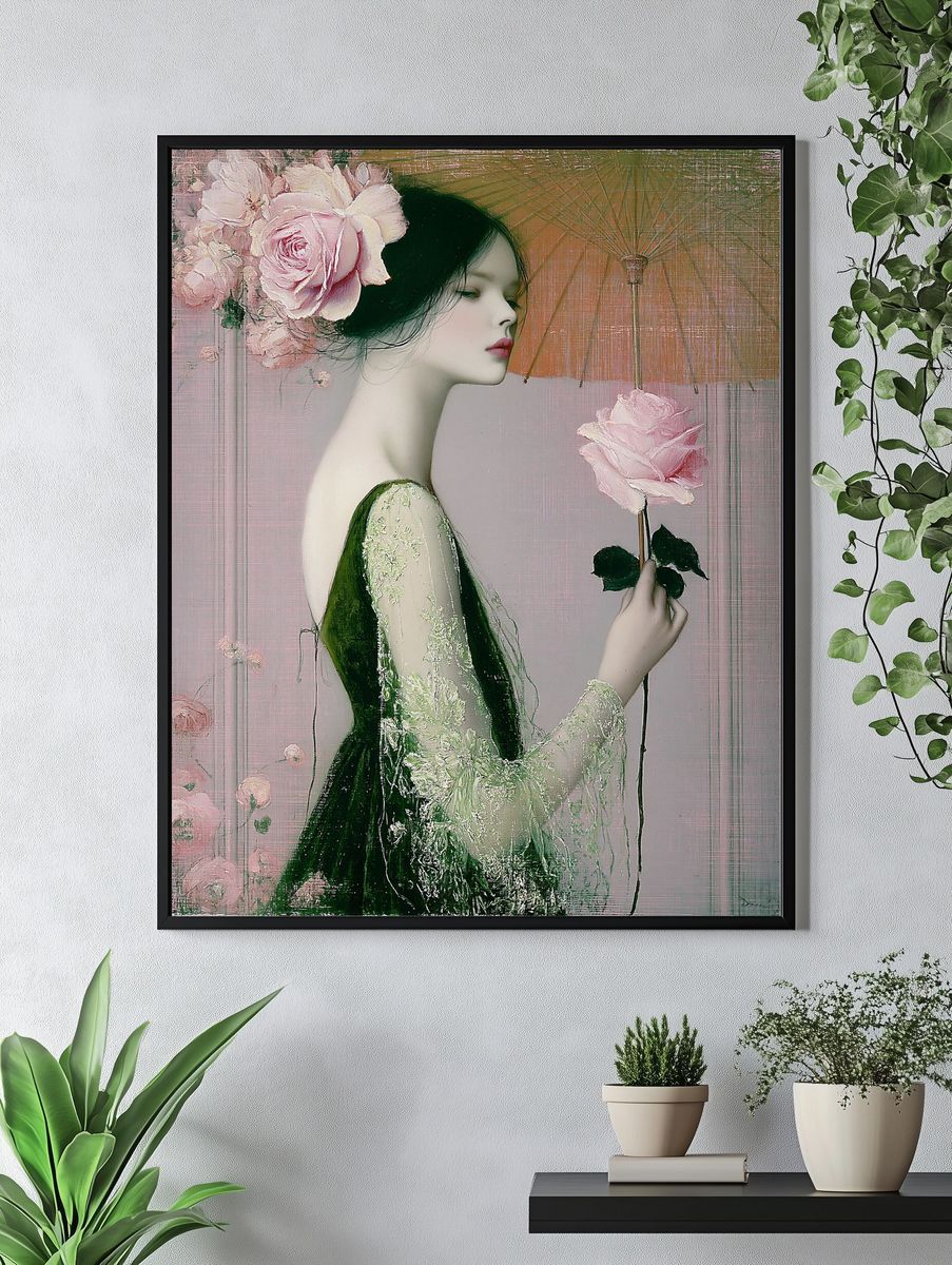 Floral Portrait Illustration Print. — room view 4