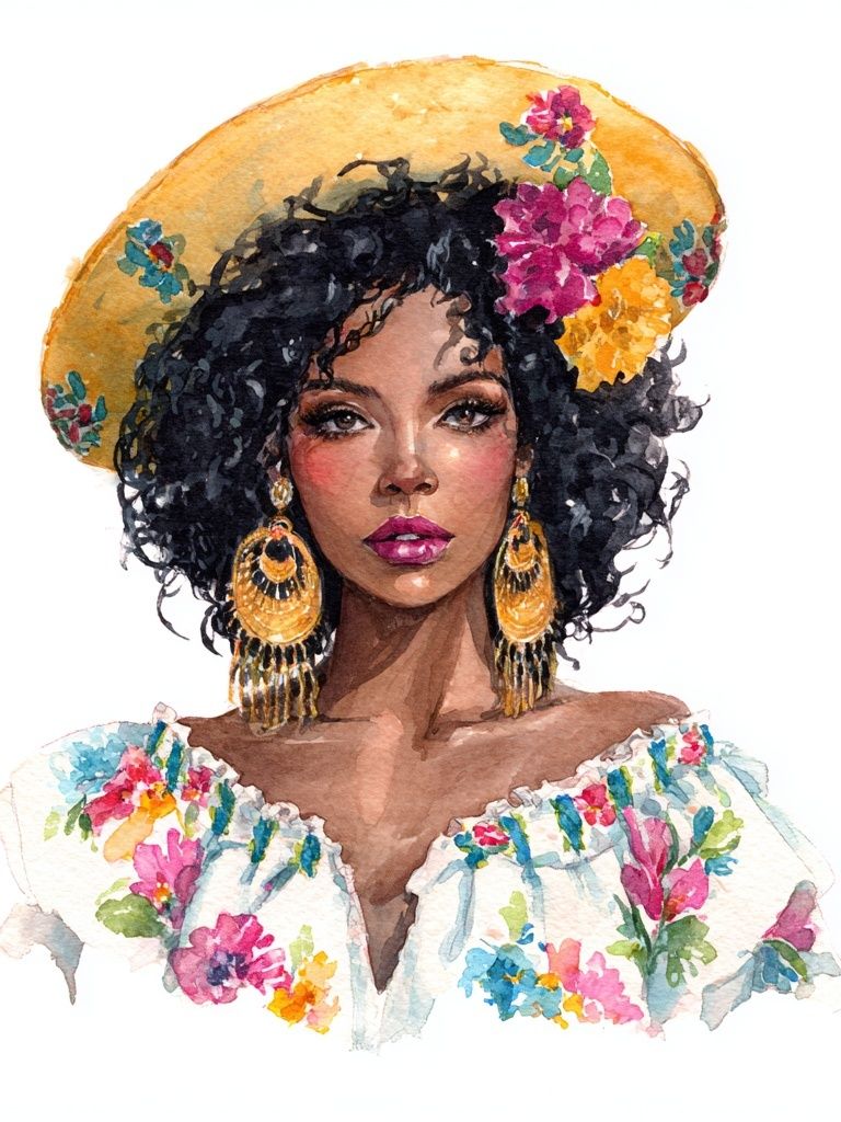 Floral Portrait — Watercolor Print. poster detail
