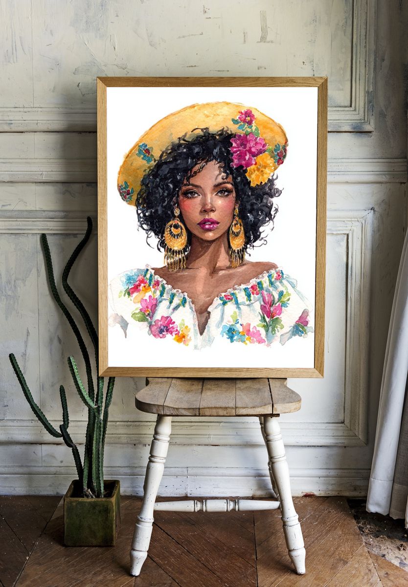 Floral Portrait — Watercolor Print room preview