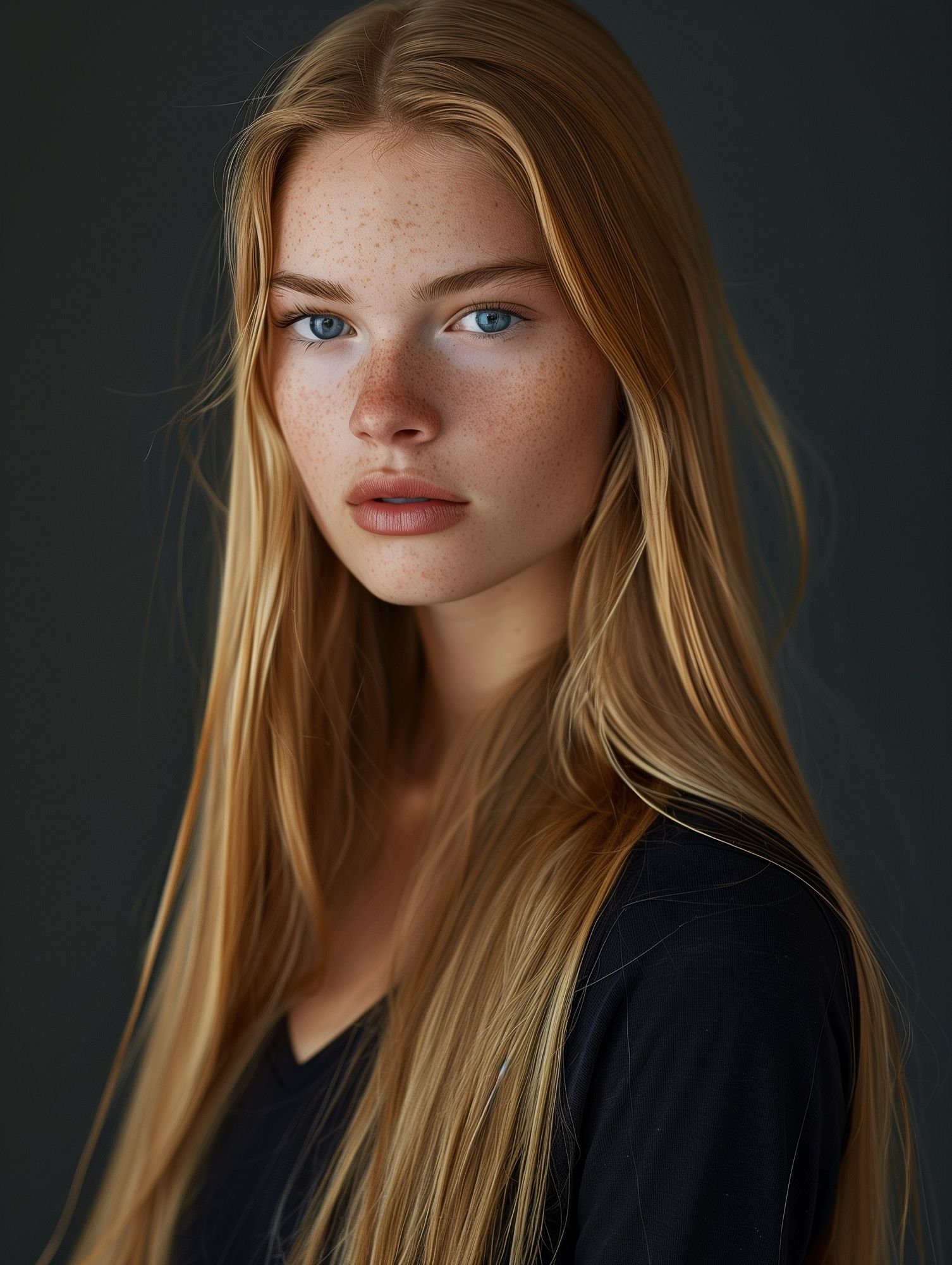 Freckled Blonde Portrait Print. poster detail