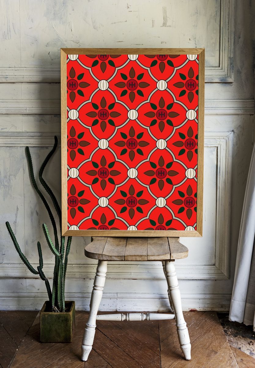 Floral Pattern — Retro Print. — room view 1