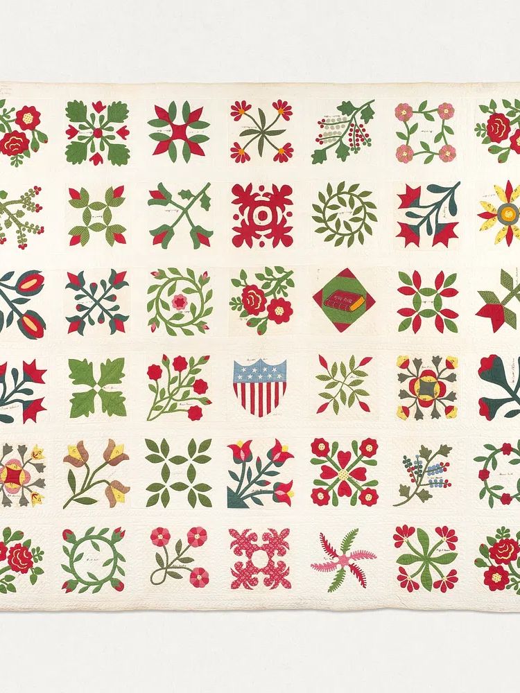 Floral Quilt Pattern Poster. poster — vintage art