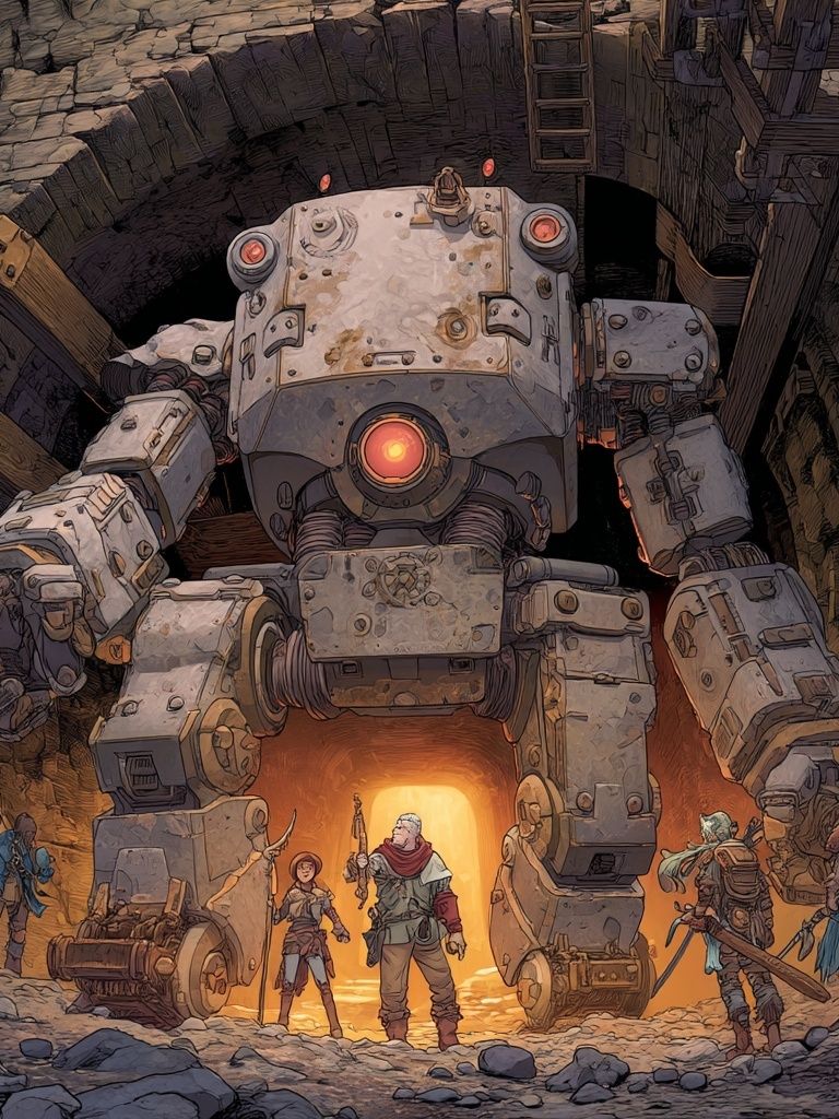 Fantasy Robot Adventure — Digital Art Print. poster detail