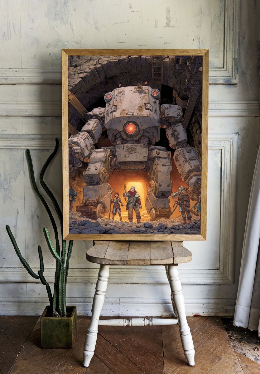 Fantasy Robot Adventure — Digital Art Print room preview