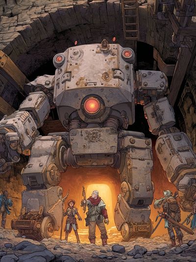 Fantasy Robot Adventure — Digital Art Print. poster