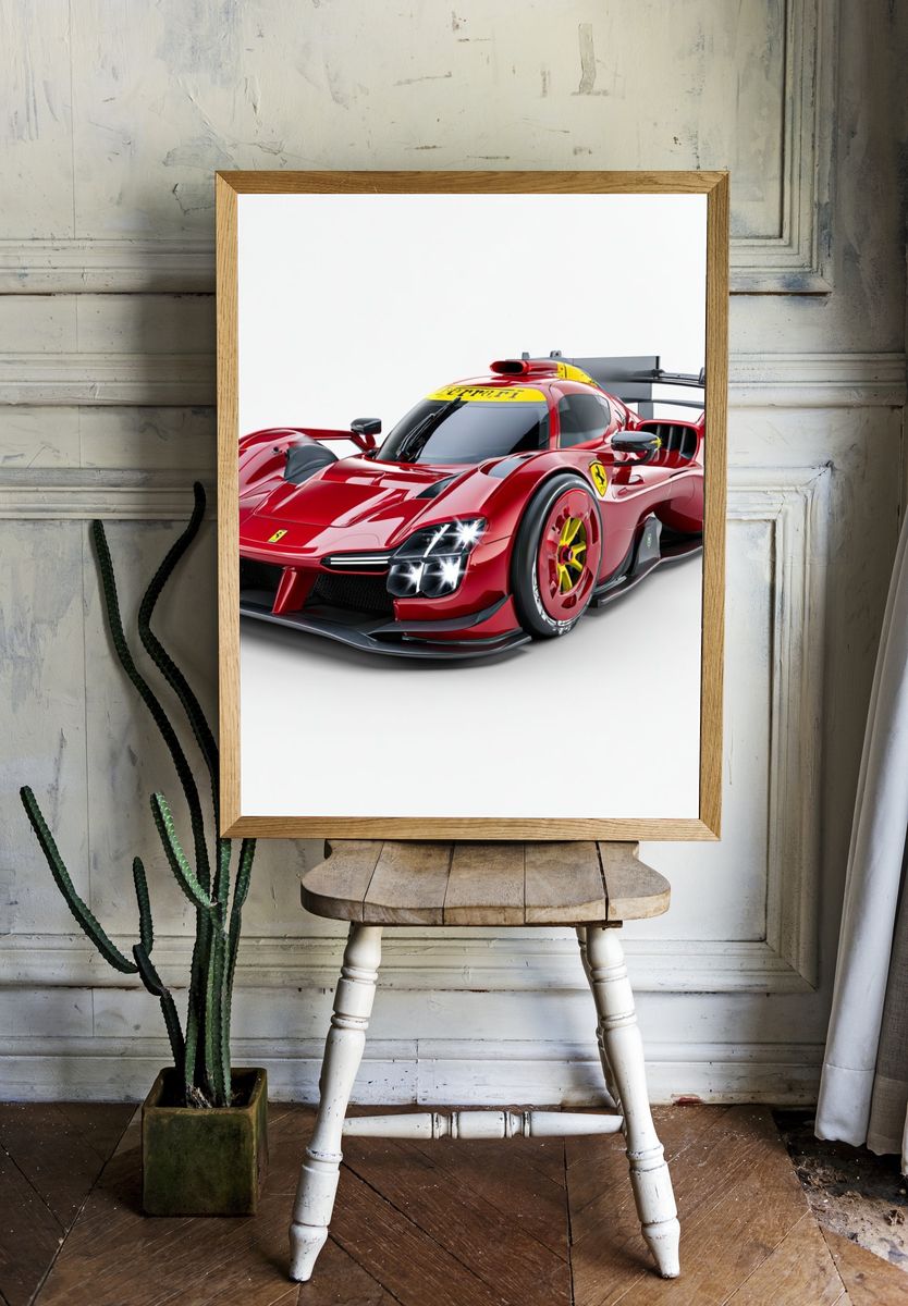 Ferrari Race Car Photography Poster. — room view 1