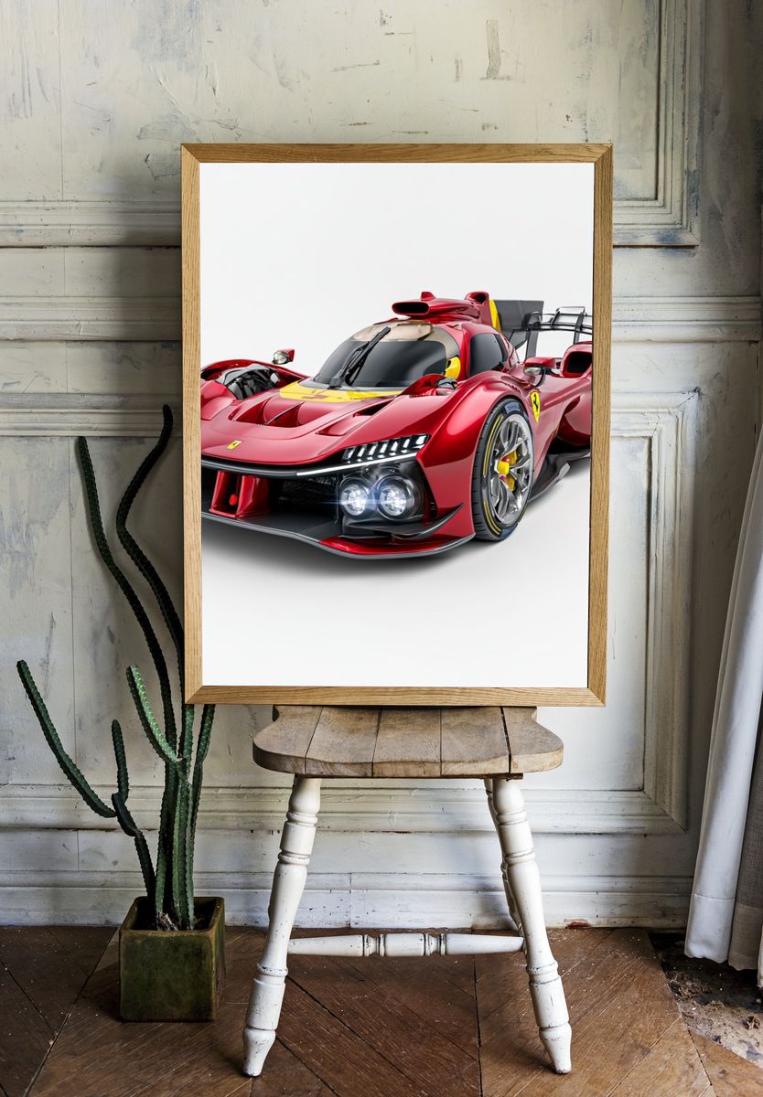 Ferrari Race Car Photography Poster. — room view 1