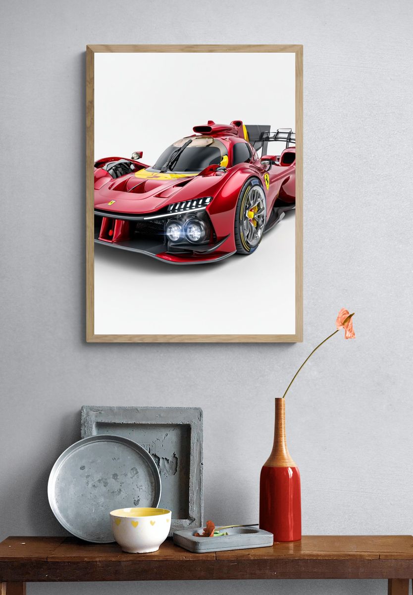 Ferrari Race Car Photography Poster. — room view 3