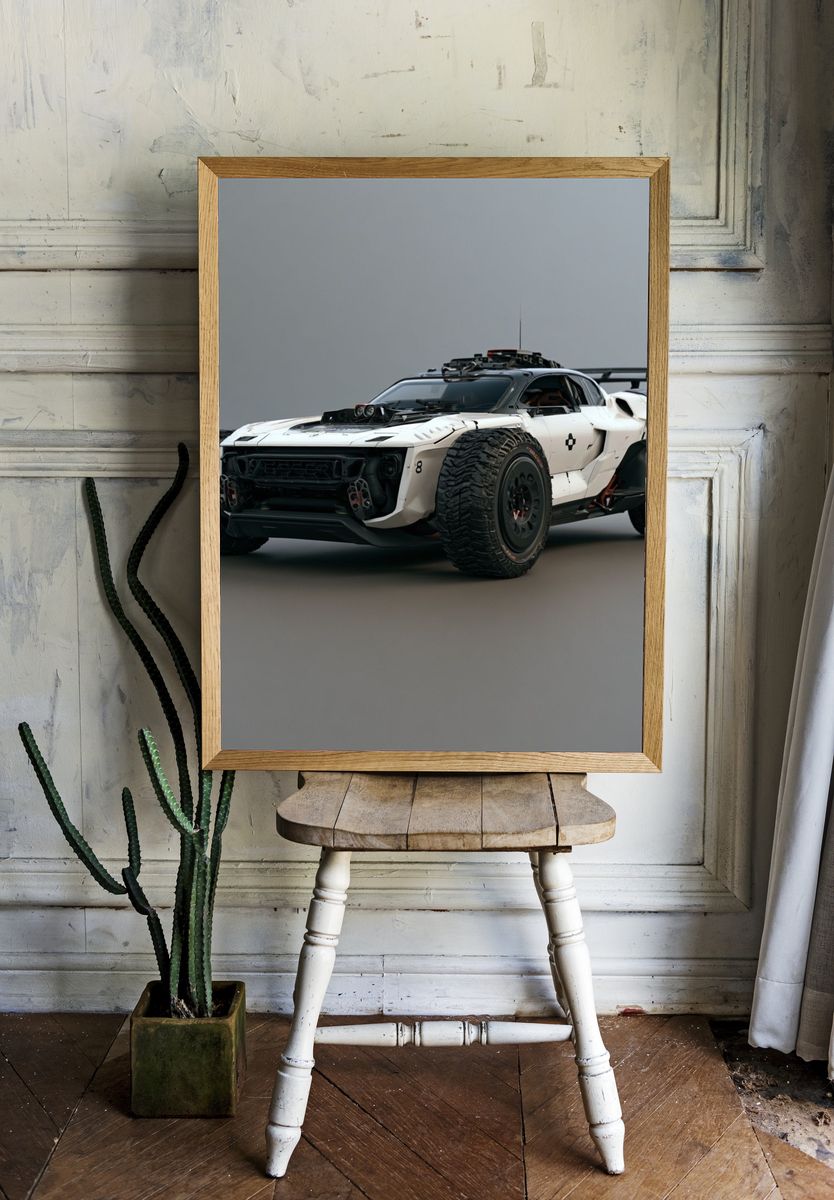 Futuristic Off-Road Rally Car Poster. room preview