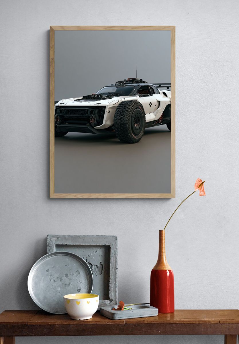 Futuristic Off-Road Rally Car Poster. — room view 3