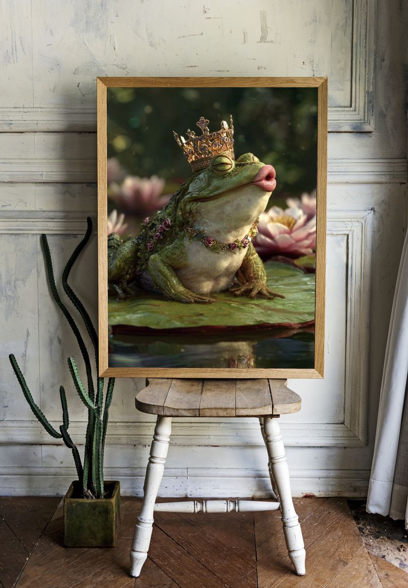 Royal Frog — Illustration Print. room preview