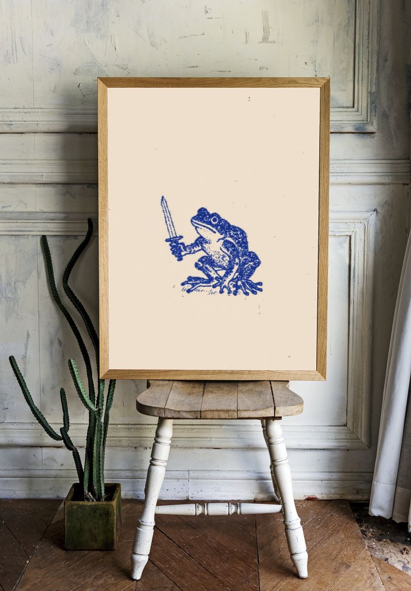 Frog with Sword — Illustration Print. — room view 1