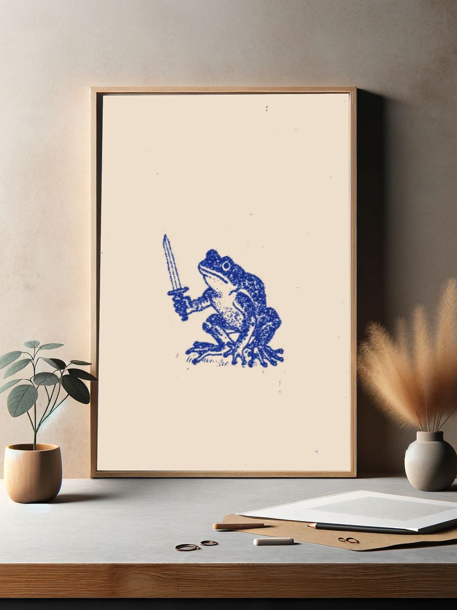 Frog with Sword — Illustration Print. — room view 2